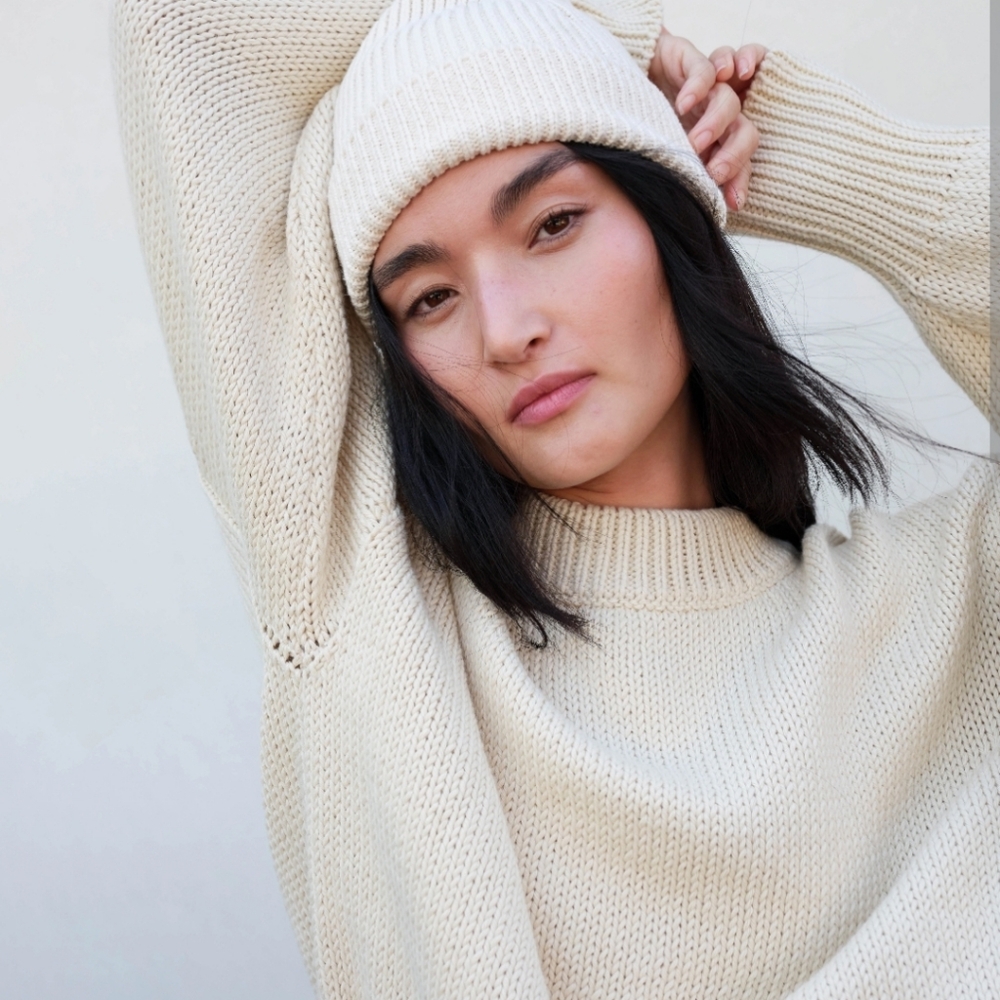 Mate the Label 100% Merino Ribbed Beanie - Bone